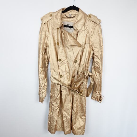 Burberry Kensington Metallic Gold Double Breasted Trench Coat - Picture 1 of 16